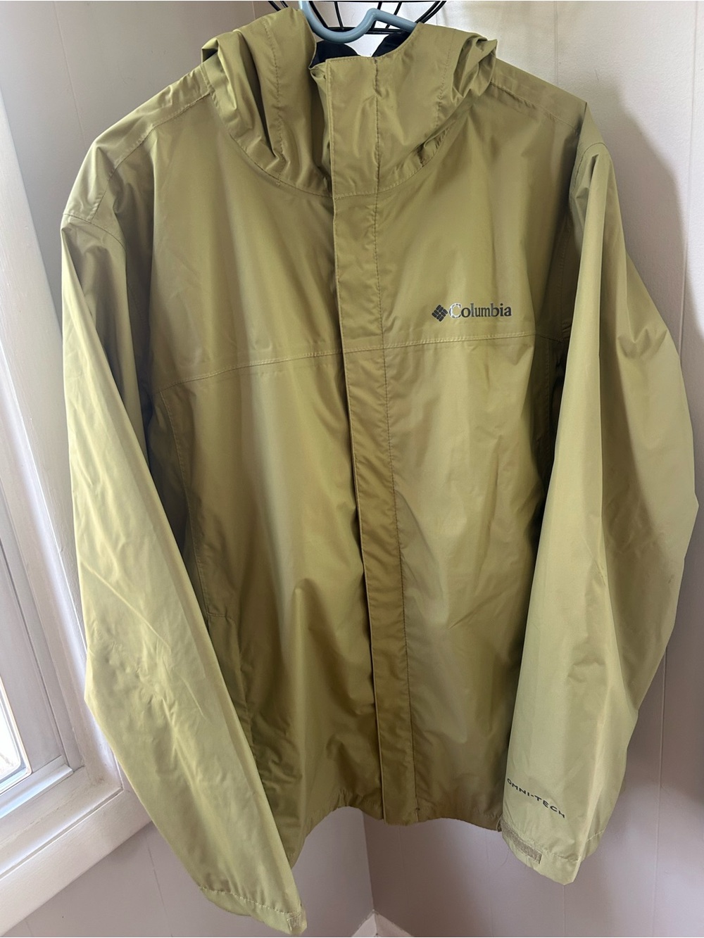 Columbia Olive Green Hooded Rain Jacket